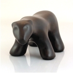 Image of waking polar bear sculpture in diamond black, portrait facing out to the viewer.