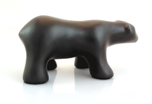 Image of walking polar bear sculpture in diamond black, profile facing to the viewers right.