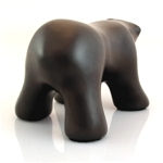 Image of waking polar bear sculpture in diamond black, portrait facing away and to the viewers right.