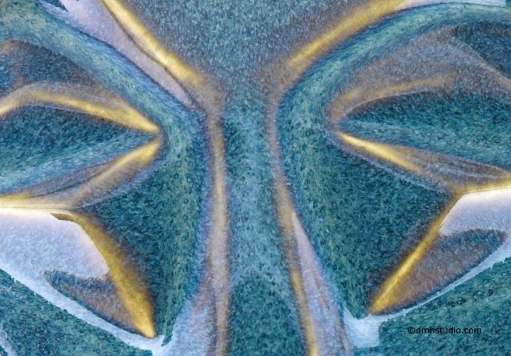 Large image of Brother cat mask, close-up of the glaze around the eyes.