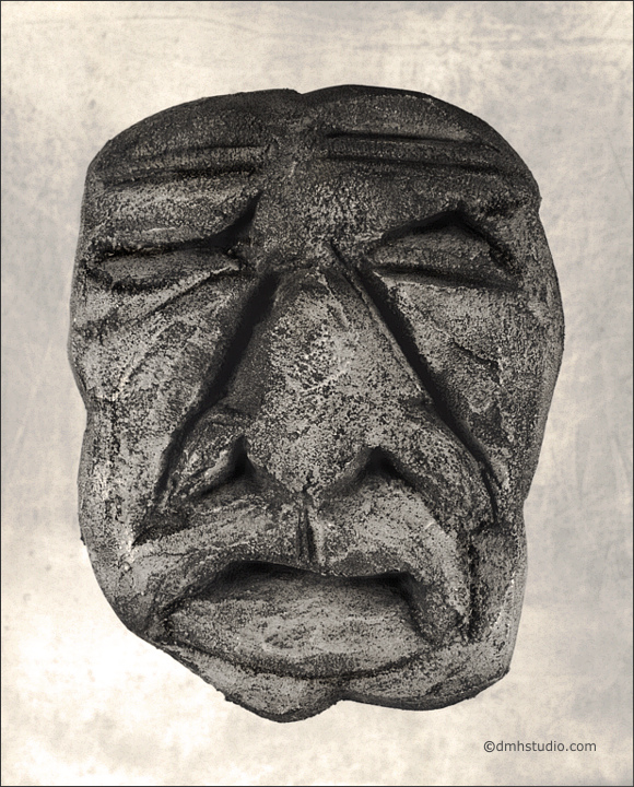 Large image of Stucco Man #1 mask, portrait facing out toward the viewer.